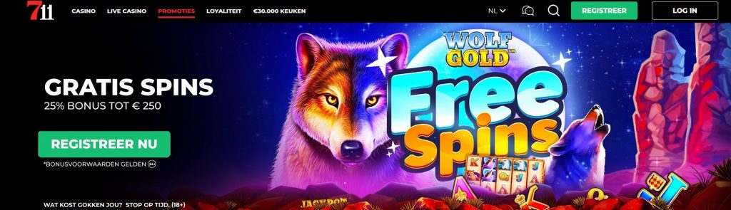 711 Casino Gratis Spins bonus Wolf Gold inlog