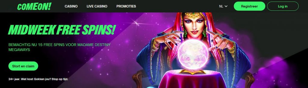 ComeOn! Casino Midweek Free Spins Madame Destiny Megaways inlog