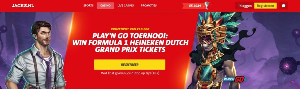 Jacks.nl Play'n GO Toernooi Formule 1 Tickets inlog