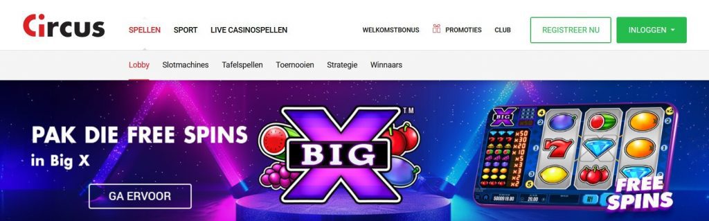 Circus Casino Gratis Spins Big X inlog