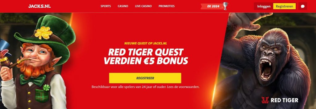 Jacks.nl Red Tiger Quest Bonus inlog