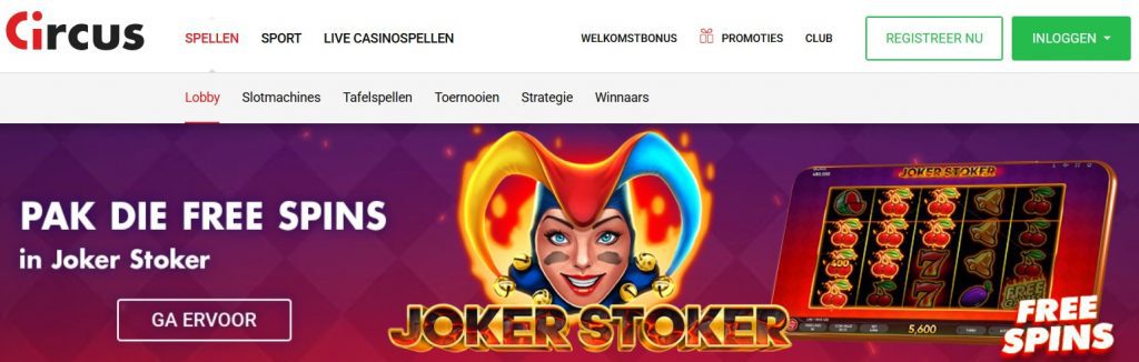 Circus Casino Joker Stoker Free Spins inlog