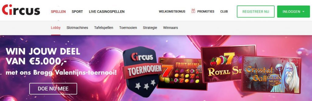 Circus Casino Valentijns toernooi inlog